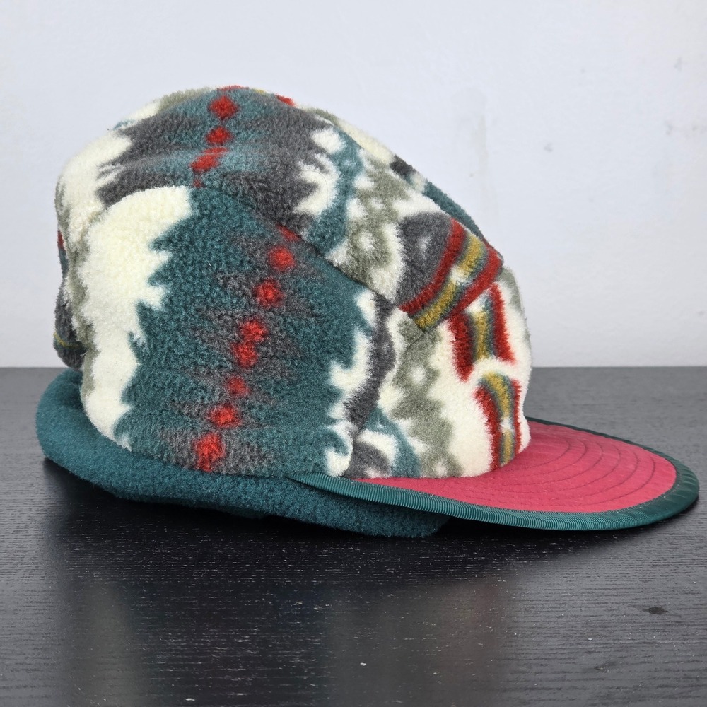 Patagonia Synchilla USA Made Vintage Fleece Duckbill 5 Panel Hat Cap Retro Aztec